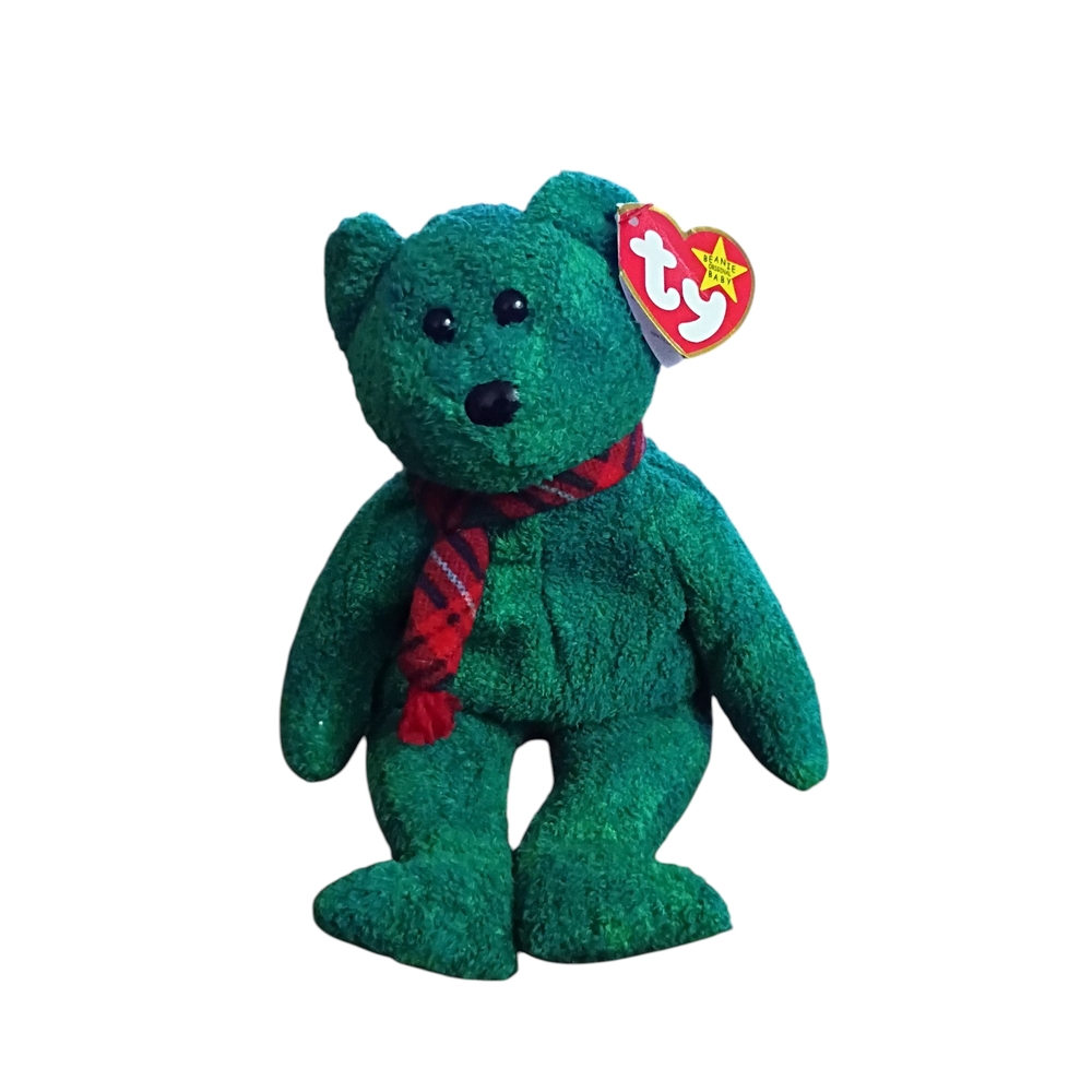 Ty Emerald Plush Bear with Red Scarf